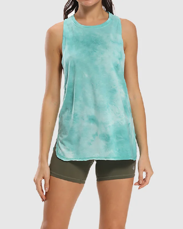 Big Discounts Women Tie Dye Loose Style Women Vest Sport Yoga Tops